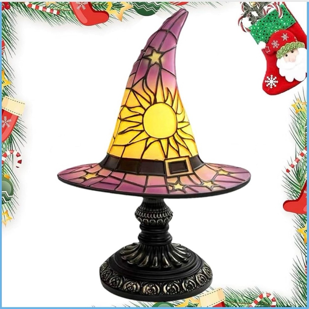 Stained Glass Witch Hat Lamp